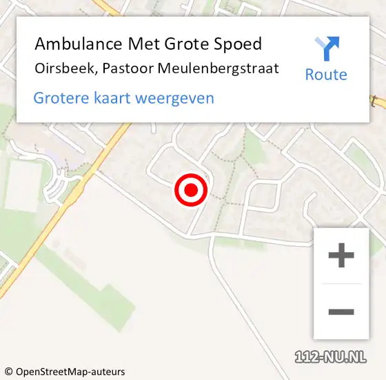 Locatie op kaart van de 112 melding: Ambulance Met Grote Spoed Naar Oirsbeek, Pastoor Meulenbergstraat op 20 september 2014 23:54