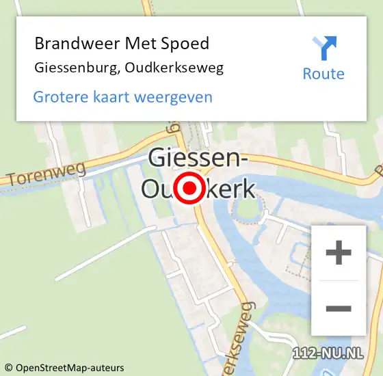 Locatie op kaart van de 112 melding: Brandweer Met Spoed Naar Giessenburg, Oudkerkseweg op 4 januari 2024 19:31