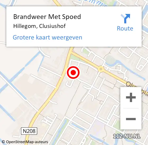 Locatie op kaart van de 112 melding: Brandweer Met Spoed Naar Hillegom, Clusiushof op 20 september 2014 23:56