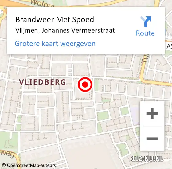 Locatie op kaart van de 112 melding: Brandweer Met Spoed Naar Vlijmen, Johannes Vermeerstraat op 4 januari 2024 19:40