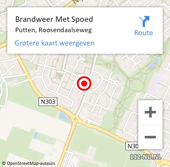 Locatie op kaart van de 112 melding: Brandweer Met Spoed Naar Putten, Roosendaalseweg op 4 januari 2024 19:42