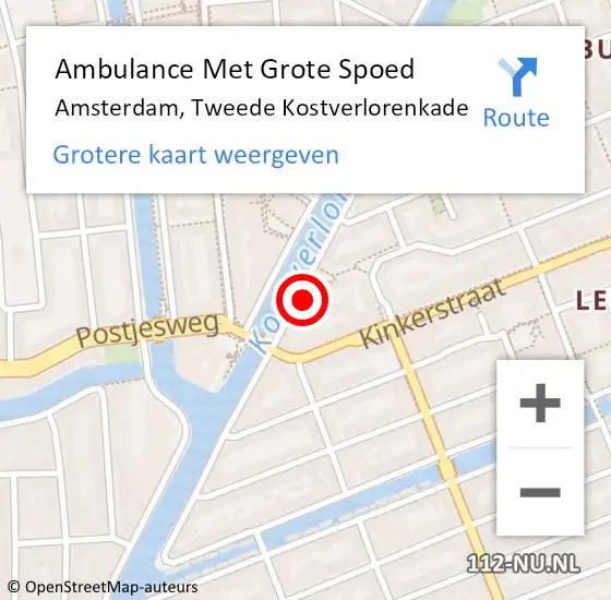 Locatie op kaart van de 112 melding: Ambulance Met Grote Spoed Naar Amsterdam, Tweede Kostverlorenkade op 4 januari 2024 19:43
