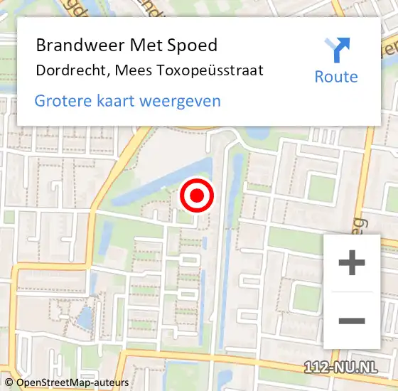 Locatie op kaart van de 112 melding: Brandweer Met Spoed Naar Dordrecht, Mees Toxopeüsstraat op 4 januari 2024 19:58