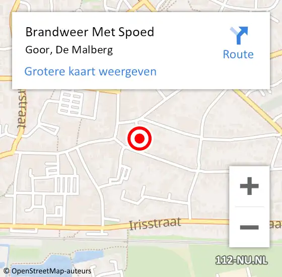 Locatie op kaart van de 112 melding: Brandweer Met Spoed Naar Goor, De Malberg op 4 januari 2024 20:46