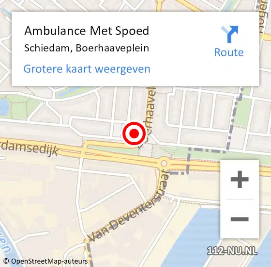 Locatie op kaart van de 112 melding: Ambulance Met Spoed Naar Schiedam, Boerhaaveplein op 4 januari 2024 20:49
