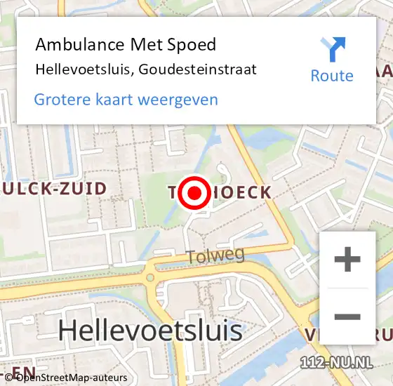 Locatie op kaart van de 112 melding: Ambulance Met Spoed Naar Hellevoetsluis, Goudesteinstraat op 4 januari 2024 20:56