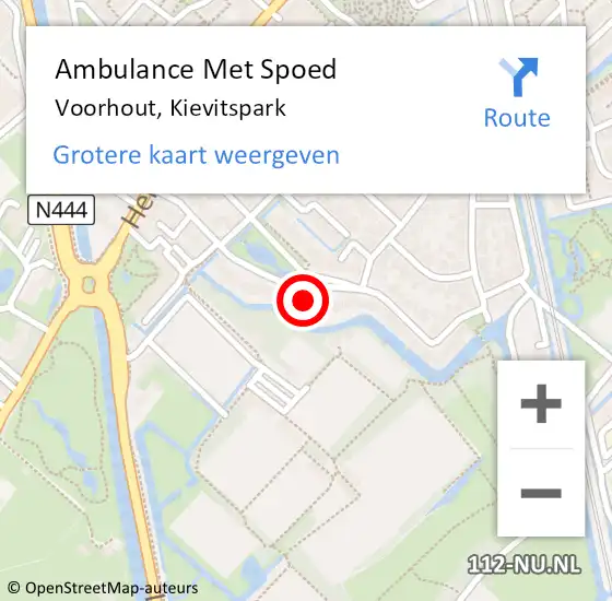 Locatie op kaart van de 112 melding: Ambulance Met Spoed Naar Voorhout, Kievitspark op 4 januari 2024 21:02