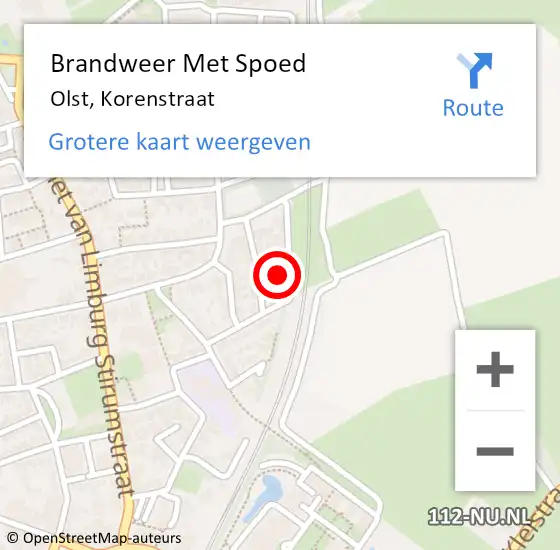 Locatie op kaart van de 112 melding: Brandweer Met Spoed Naar Olst, Korenstraat op 4 januari 2024 21:11