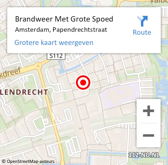 Locatie op kaart van de 112 melding: Brandweer Met Grote Spoed Naar Amsterdam, Papendrechtstraat op 4 januari 2024 21:35