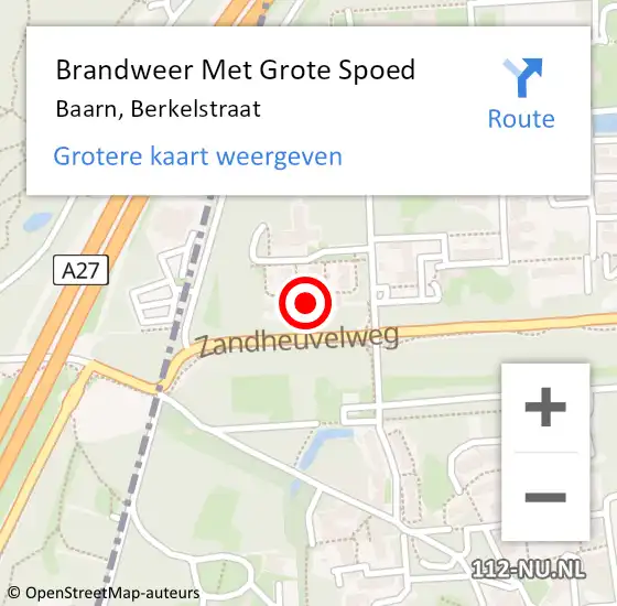 Locatie op kaart van de 112 melding: Brandweer Met Grote Spoed Naar Baarn, Berkelstraat op 4 januari 2024 21:44