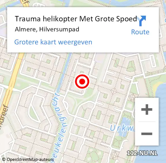 Locatie op kaart van de 112 melding: Trauma helikopter Met Grote Spoed Naar Almere, Hilversumpad op 4 januari 2024 21:44