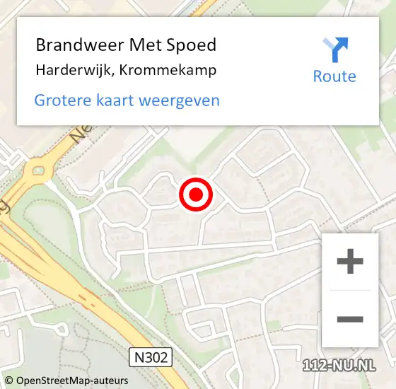 Locatie op kaart van de 112 melding: Brandweer Met Spoed Naar Harderwijk, Krommekamp op 4 januari 2024 22:11