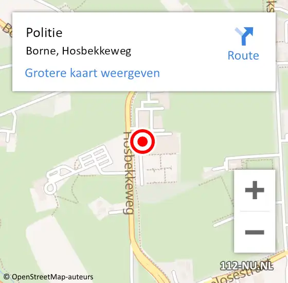 Locatie op kaart van de 112 melding: Politie Borne, Hosbekkeweg op 4 januari 2024 22:12