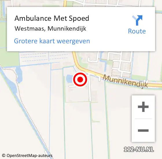 Locatie op kaart van de 112 melding: Ambulance Met Spoed Naar Westmaas, Munnikendijk op 4 januari 2024 22:18