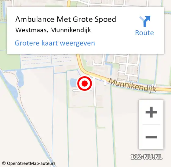 Locatie op kaart van de 112 melding: Ambulance Met Grote Spoed Naar Westmaas, Munnikendijk op 4 januari 2024 22:29