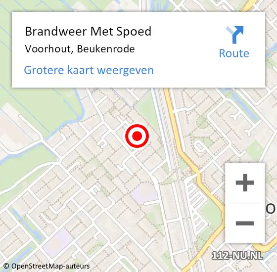 Locatie op kaart van de 112 melding: Brandweer Met Spoed Naar Voorhout, Beukenrode op 4 januari 2024 22:33