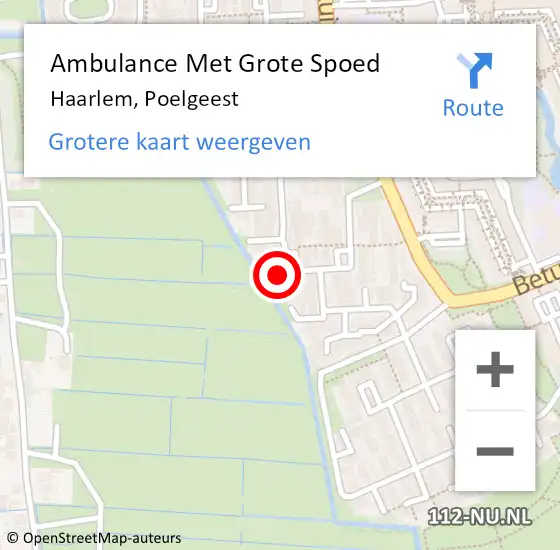 Locatie op kaart van de 112 melding: Ambulance Met Grote Spoed Naar Haarlem, Poelgeest op 4 januari 2024 22:43