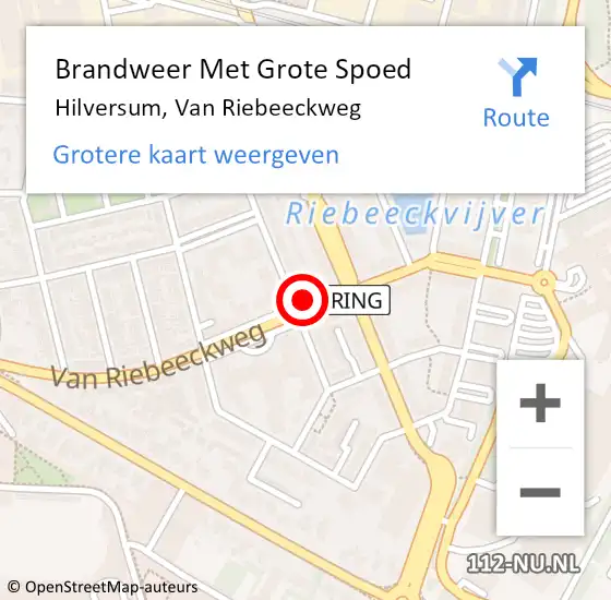 Locatie op kaart van de 112 melding: Brandweer Met Grote Spoed Naar Hilversum, Van Riebeeckweg op 4 januari 2024 22:49