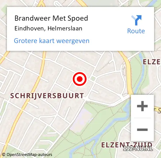 Locatie op kaart van de 112 melding: Brandweer Met Spoed Naar Eindhoven, Helmerslaan op 4 januari 2024 22:55