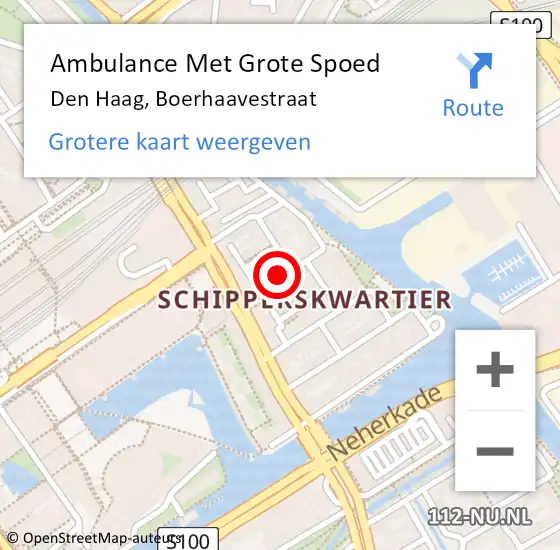 Locatie op kaart van de 112 melding: Ambulance Met Grote Spoed Naar Den Haag, Boerhaavestraat op 4 januari 2024 23:00