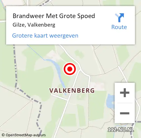 Locatie op kaart van de 112 melding: Brandweer Met Grote Spoed Naar Gilze, Valkenberg op 4 januari 2024 23:53