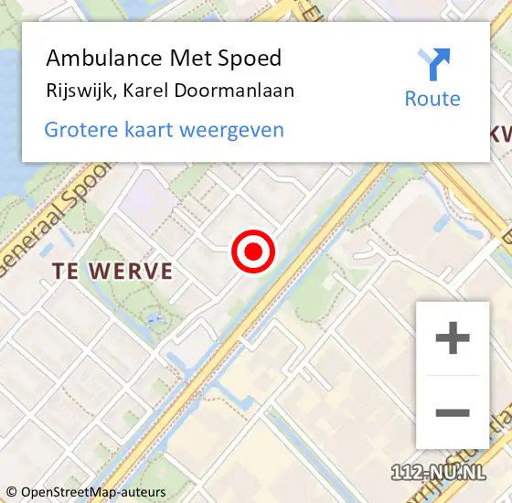 Locatie op kaart van de 112 melding: Ambulance Met Spoed Naar Rijswijk, Karel Doormanlaan op 5 januari 2024 00:18