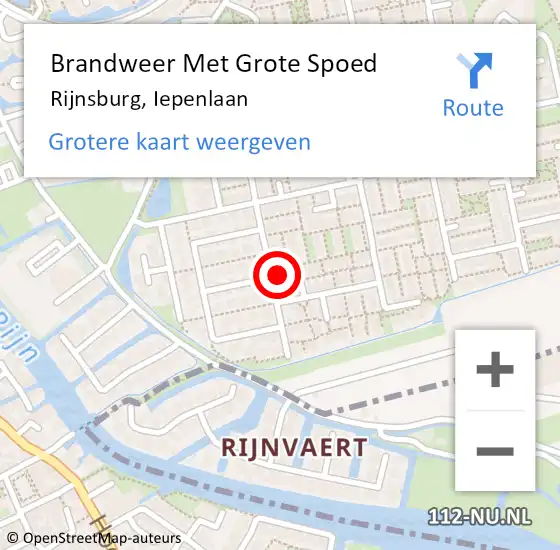 Locatie op kaart van de 112 melding: Brandweer Met Grote Spoed Naar Rijnsburg, Iepenlaan op 5 januari 2024 00:19