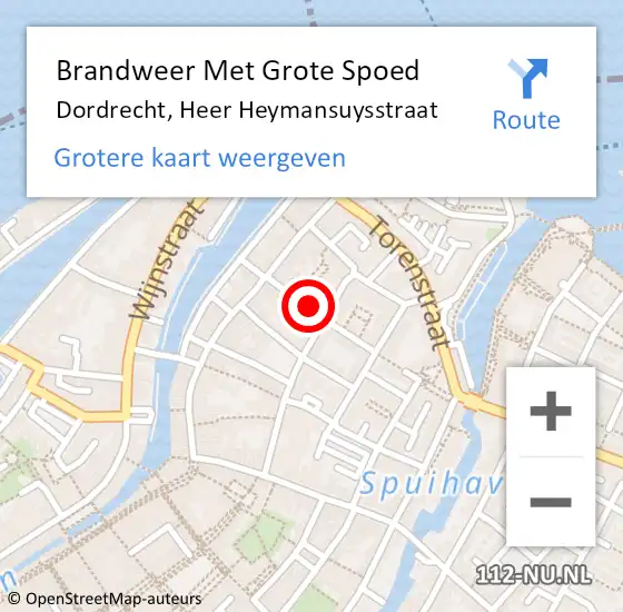 Locatie op kaart van de 112 melding: Brandweer Met Grote Spoed Naar Dordrecht, Heer Heymansuysstraat op 5 januari 2024 00:24