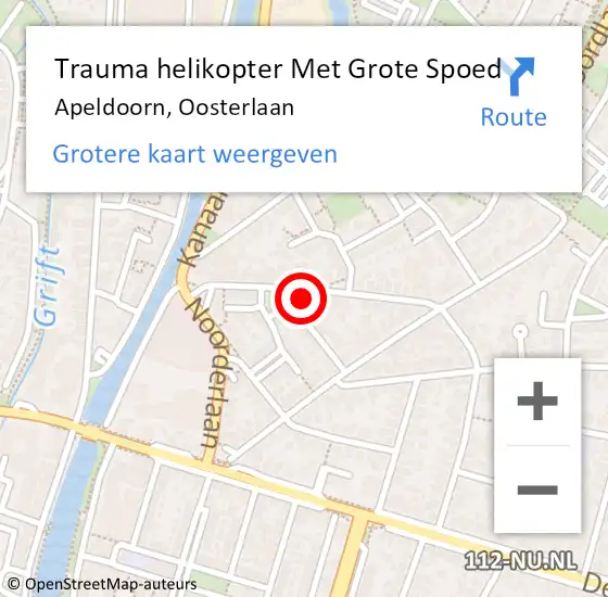 Locatie op kaart van de 112 melding: Trauma helikopter Met Grote Spoed Naar Apeldoorn, Oosterlaan op 5 januari 2024 00:35
