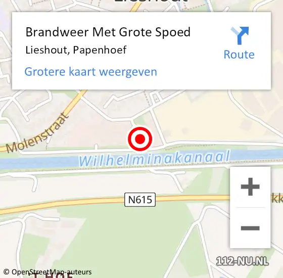 Locatie op kaart van de 112 melding: Brandweer Met Grote Spoed Naar Lieshout, Papenhoef op 5 januari 2024 01:03