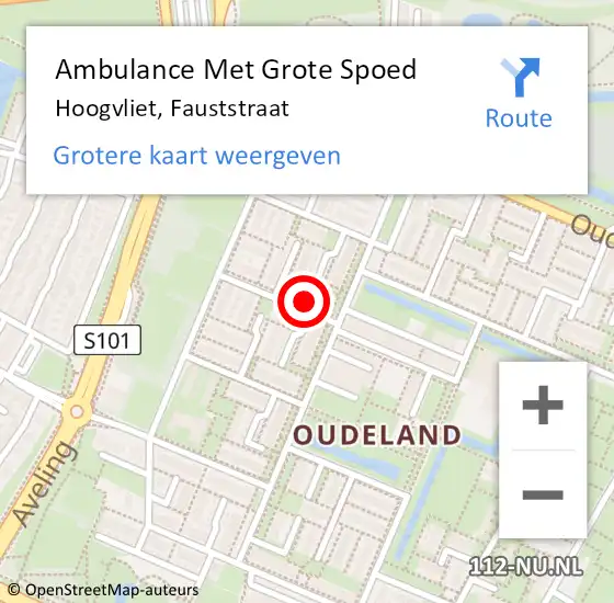 Locatie op kaart van de 112 melding: Ambulance Met Grote Spoed Naar Hoogvliet, Fauststraat op 5 januari 2024 01:09