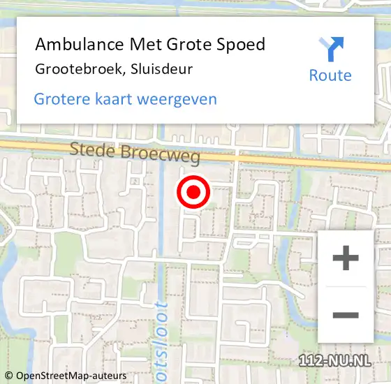 Locatie op kaart van de 112 melding: Ambulance Met Grote Spoed Naar Grootebroek, Sluisdeur op 5 januari 2024 02:06