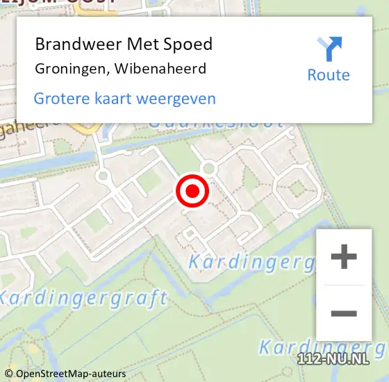 Locatie op kaart van de 112 melding: Brandweer Met Spoed Naar Groningen, Wibenaheerd op 5 januari 2024 03:33