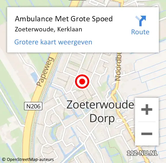 Locatie op kaart van de 112 melding: Ambulance Met Grote Spoed Naar Zoeterwoude, Kerklaan op 5 januari 2024 04:11