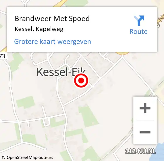 Locatie op kaart van de 112 melding: Brandweer Met Spoed Naar Kessel, Kapelweg op 5 januari 2024 05:45