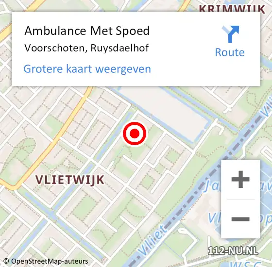 Locatie op kaart van de 112 melding: Ambulance Met Spoed Naar Voorschoten, Ruysdaelhof op 5 januari 2024 06:31