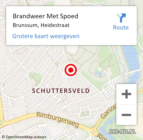 Locatie op kaart van de 112 melding: Brandweer Met Spoed Naar Brunssum, Heidestraat op 5 januari 2024 07:44