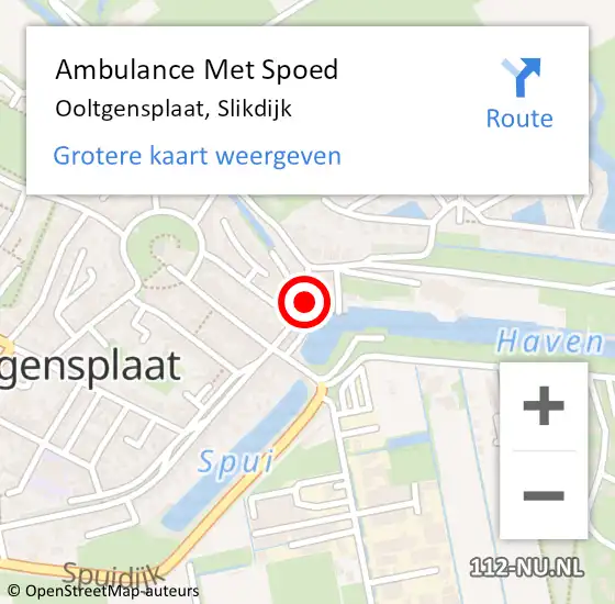 Locatie op kaart van de 112 melding: Ambulance Met Spoed Naar Ooltgensplaat, Slikdijk op 5 januari 2024 08:03