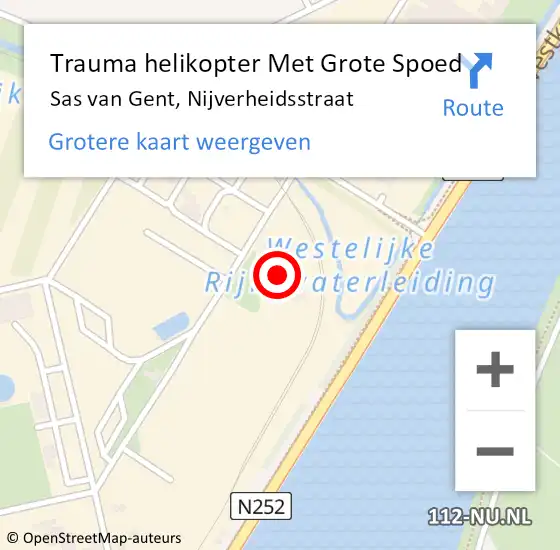 Locatie op kaart van de 112 melding: Trauma helikopter Met Grote Spoed Naar Sas van Gent, Nijverheidsstraat op 5 januari 2024 09:12