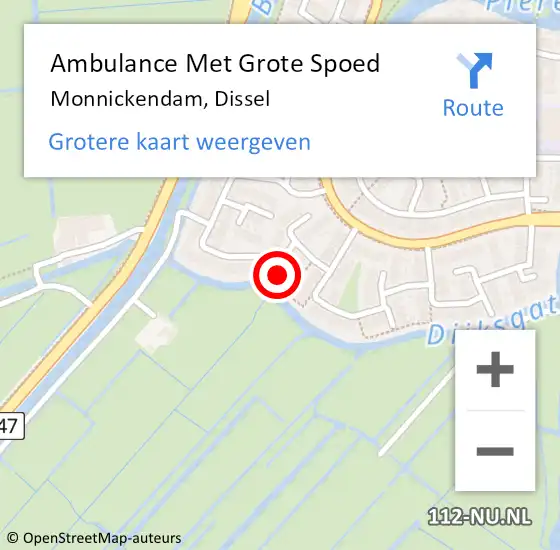 Locatie op kaart van de 112 melding: Ambulance Met Grote Spoed Naar Monnickendam, Dissel op 5 januari 2024 09:45