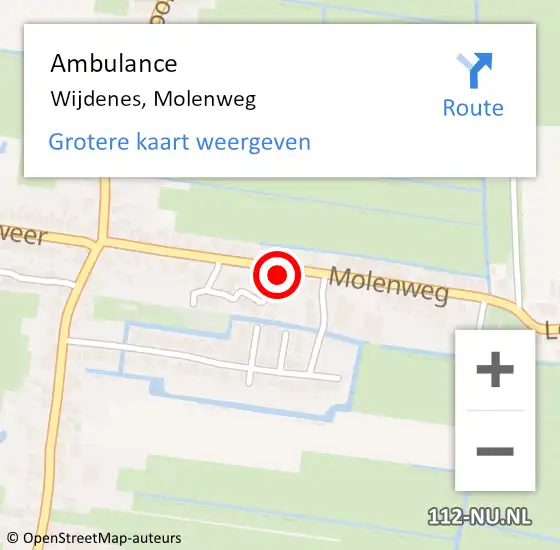 Locatie op kaart van de 112 melding: Ambulance Wijdenes, Molenweg op 5 januari 2024 10:16