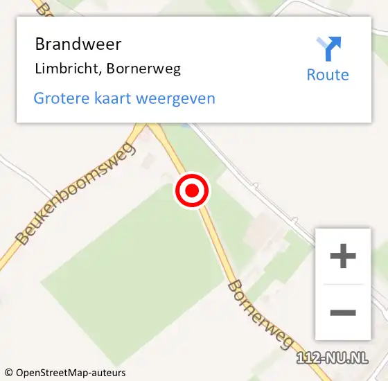 Locatie op kaart van de 112 melding: Brandweer Limbricht, Bornerweg op 21 september 2014 01:42