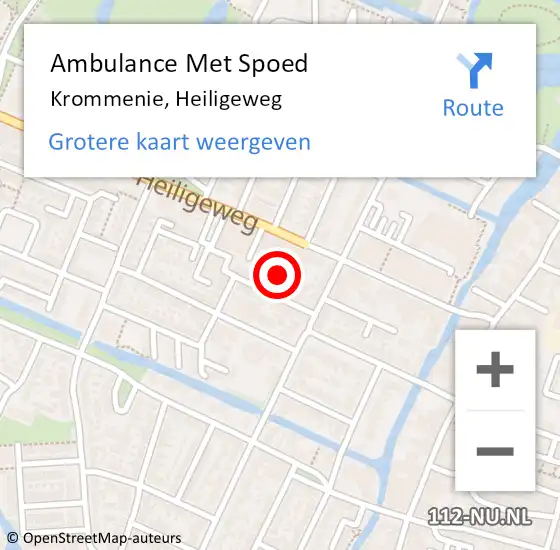 Locatie op kaart van de 112 melding: Ambulance Met Spoed Naar Krommenie, Heiligeweg op 5 januari 2024 10:46