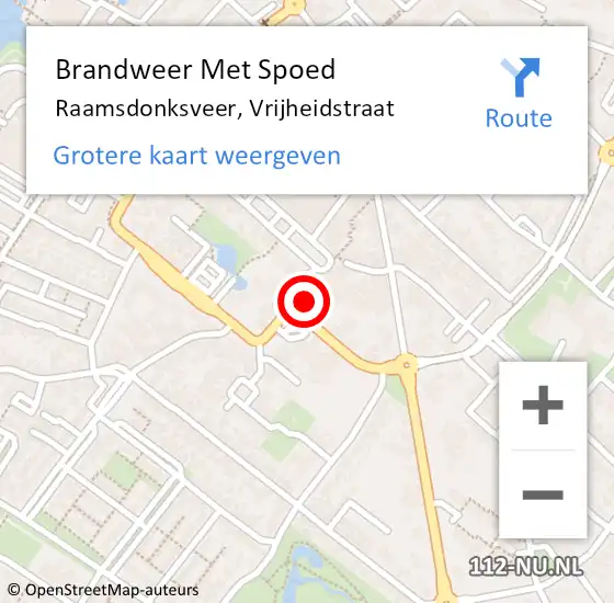 Locatie op kaart van de 112 melding: Brandweer Met Spoed Naar Raamsdonksveer, Vrijheidstraat op 5 januari 2024 10:47