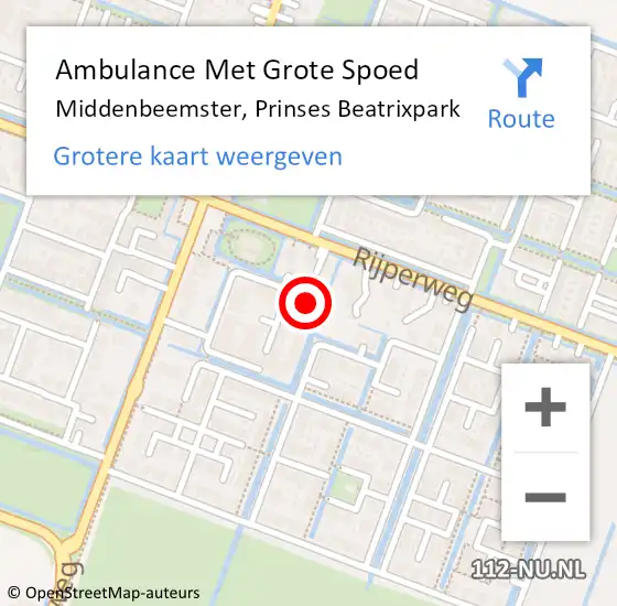 Locatie op kaart van de 112 melding: Ambulance Met Grote Spoed Naar Middenbeemster, Prinses Beatrixpark op 5 januari 2024 10:53