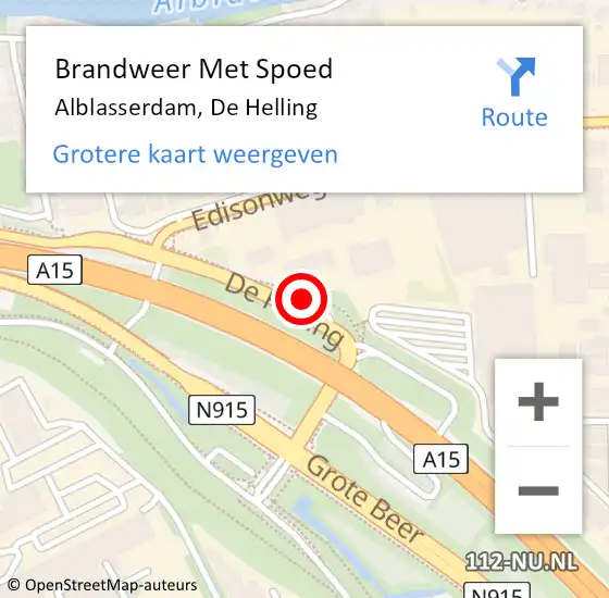 Locatie op kaart van de 112 melding: Brandweer Met Spoed Naar Alblasserdam, De Helling op 5 januari 2024 11:03