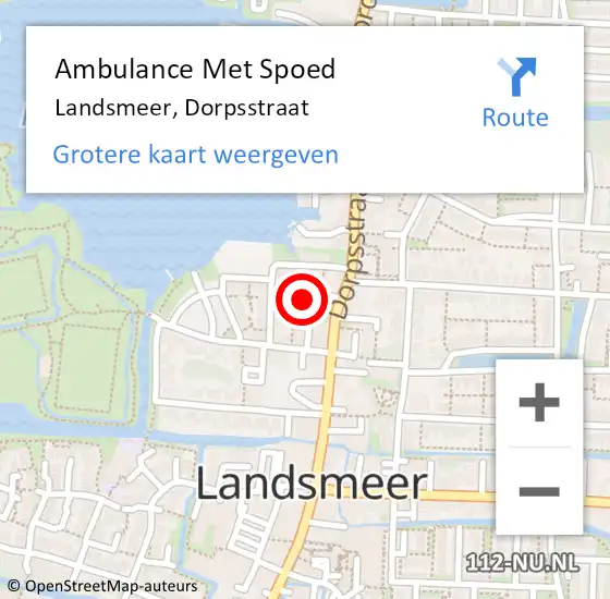 Locatie op kaart van de 112 melding: Ambulance Met Spoed Naar Landsmeer, Dorpsstraat op 5 januari 2024 11:25