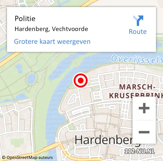Locatie op kaart van de 112 melding: Politie Hardenberg, Vechtvoorde op 5 januari 2024 11:42