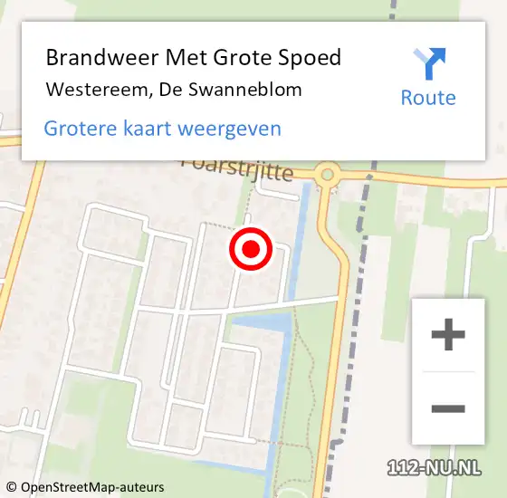 Locatie op kaart van de 112 melding: Brandweer Met Grote Spoed Naar Westereem, De Swanneblom op 5 januari 2024 12:12