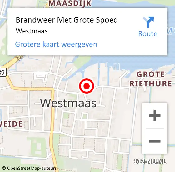 Locatie op kaart van de 112 melding: Brandweer Met Grote Spoed Naar Westmaas op 5 januari 2024 12:18